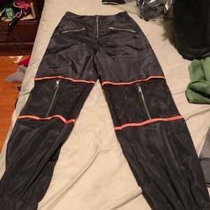 Fishnet mesh baggy pants, goth zip up alienmood